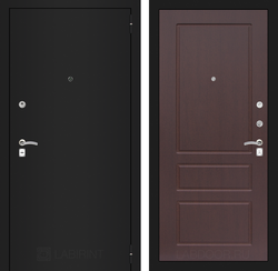 Входная металлическая дверь Лабиринт Classic (Классик) шагрень черная 03 - Орех премиум