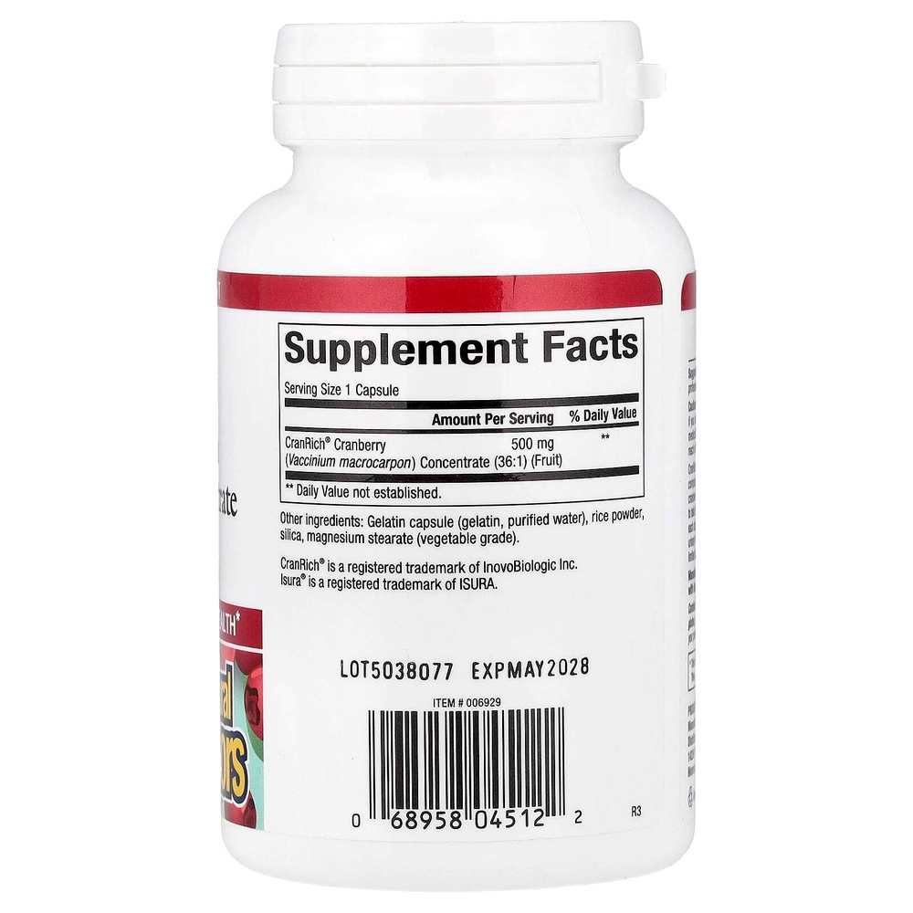 Natural Factors, CranRich®, концентрат клюквы, повышенная сила действия, 500 мг, 90 капсул