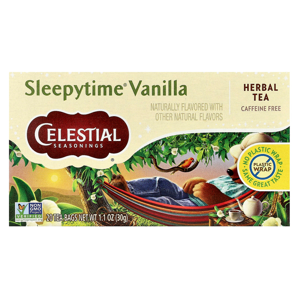 Celestial Seasonings, Травяной чай, Sleepytime Vanilla, без кофеина, 20 пакетиков, 1,0 унции (29 г)