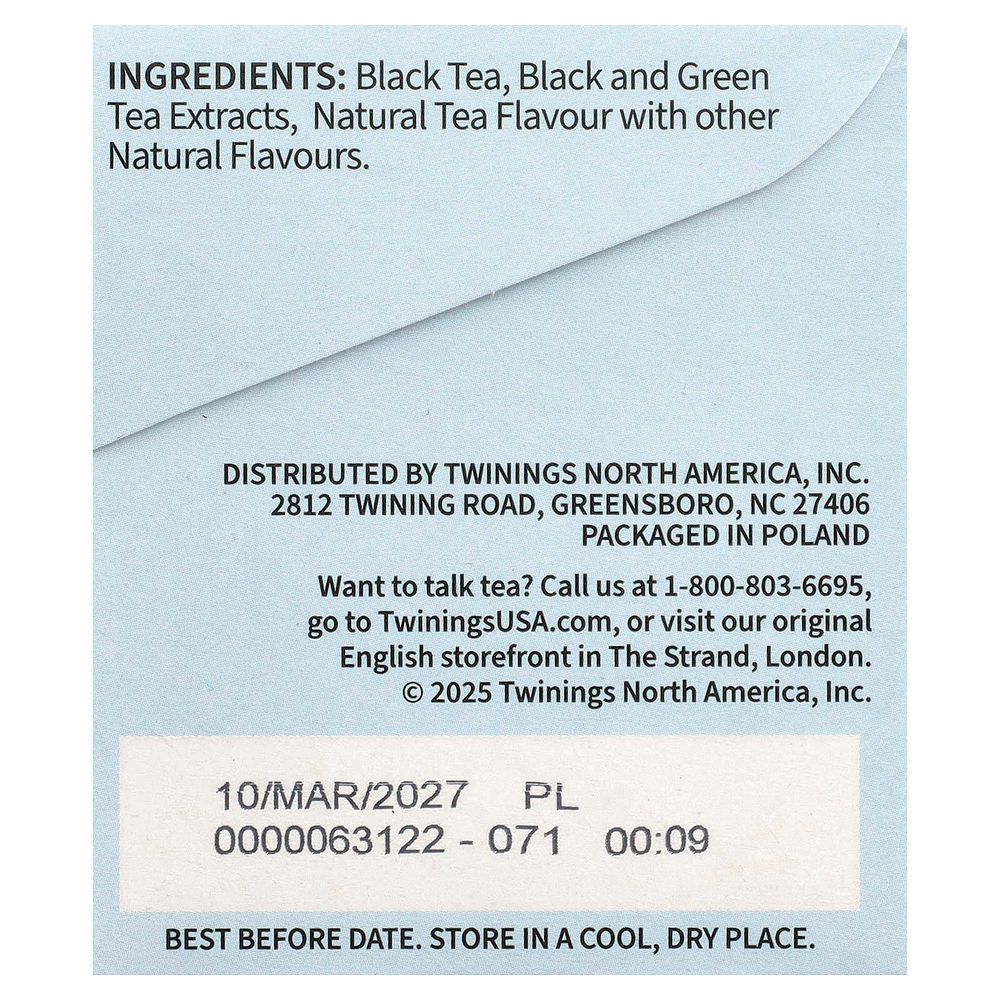 Twinings, Back Iced Tea, холодный чай, классический английский чай, без подсластителей, 20 чайных пакетиков, 40 г (1,41 унции)