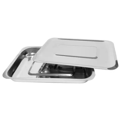 Лоток прямоугольный 1,5 л 300х220х30 мм нержавеющий с крышкой непищевой МЕ-ЛМПрК-300н
