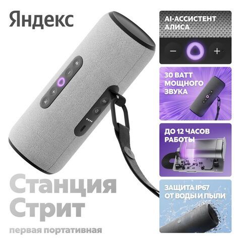 Умная колонка Яндекс Станция Стрит с Алисой, Cерый | Gray