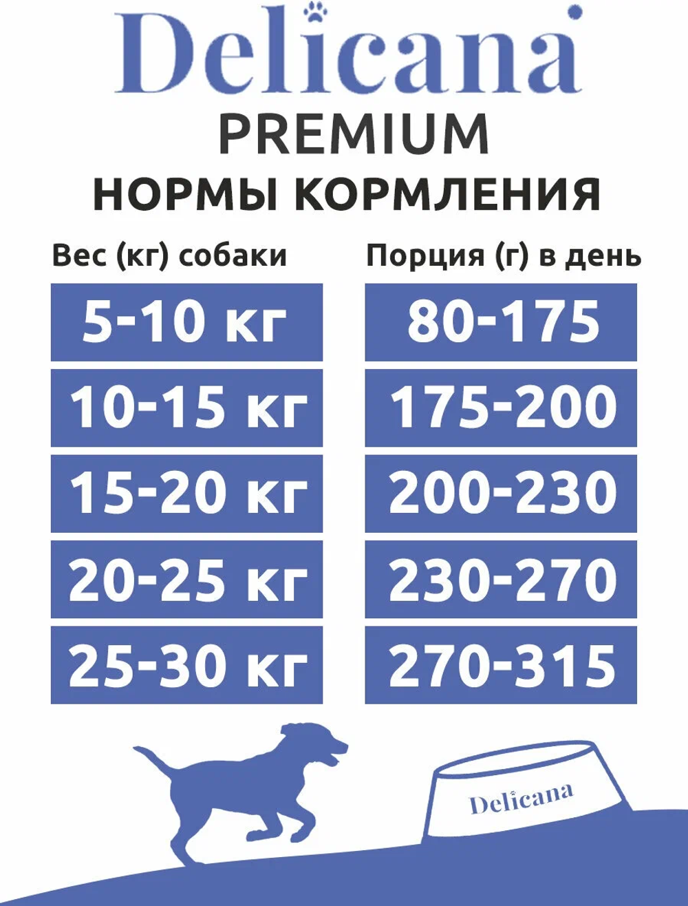 Cухой полнорационный корм для взрослых собак средних пород лосось с рисом Delicana 15кг