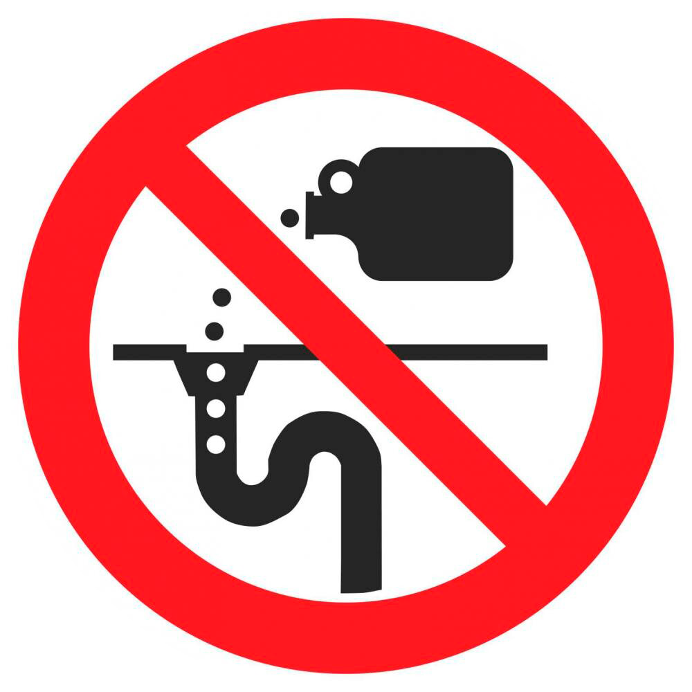 Знак - Химические отходы в раковину не сливать!