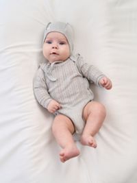 Боди с длинным рукавом "Жемчуг" из ажурного хлопка 0+