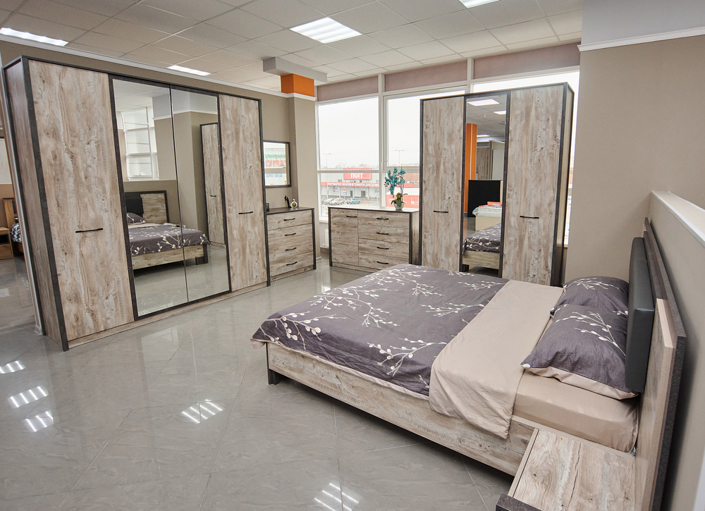 Кровать с настилом Клео Дуб Юкон/Ателье темное 1600