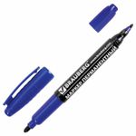 Маркер перманентный (нестираемый) BRAUBERG двусторонний, СИНИЙ, круглый наконечник, 2-4 мм, 150837