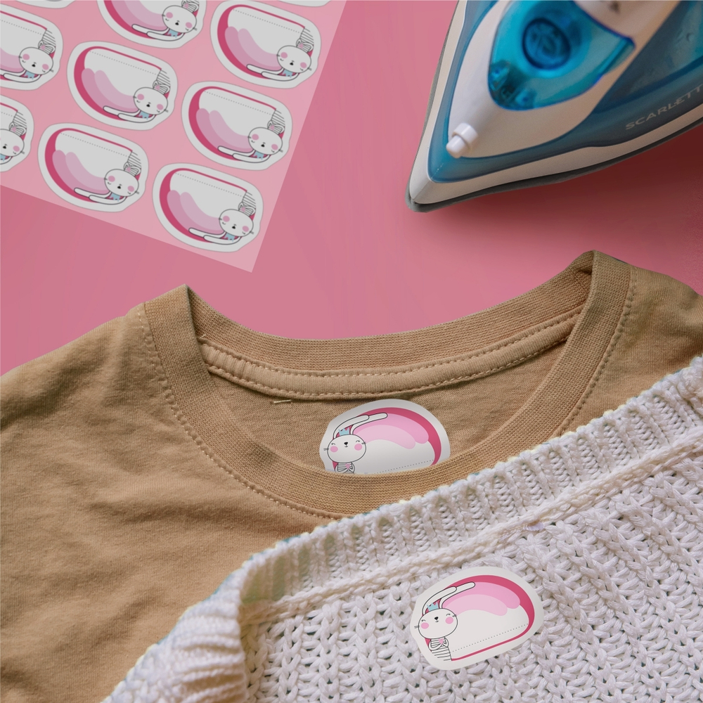 Термонаклейки детские Зайка (фуксия), 18 шт