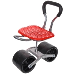 Стул садовый на колесах для прополки и работы в саду 35*47*14см с поворотным механизмом(360°) складная спинка, цвет красный