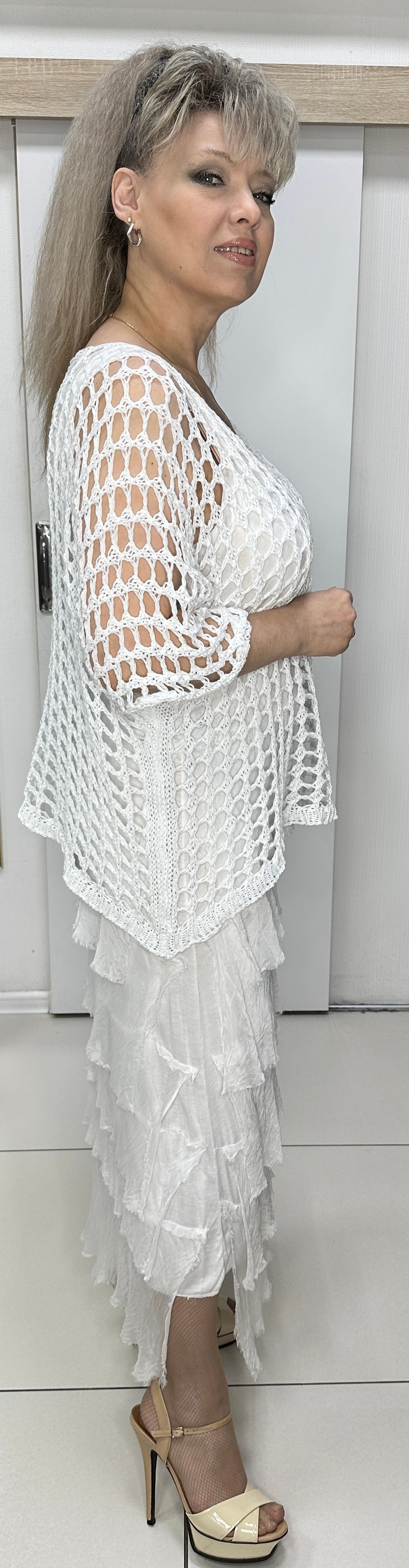 Белый блузон-сетка