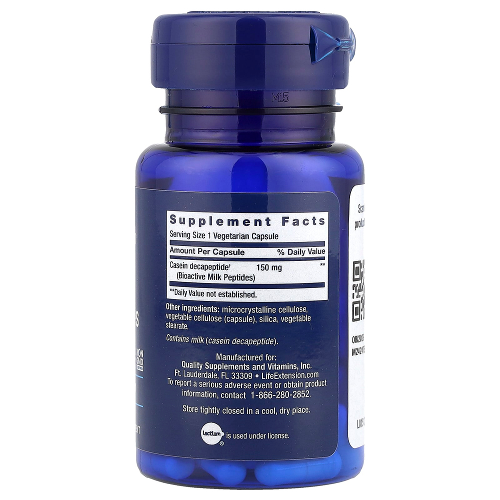 Life Extension, биоактивные молочные пептиды, 30 вегетарианских капсул