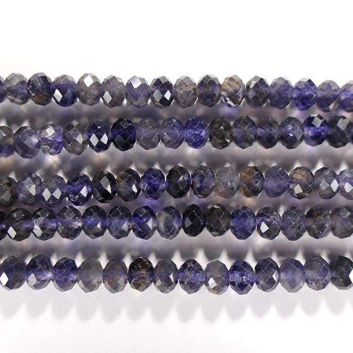 Бусина из иолита, фигурная, 4x6 мм (рондель, граненая)