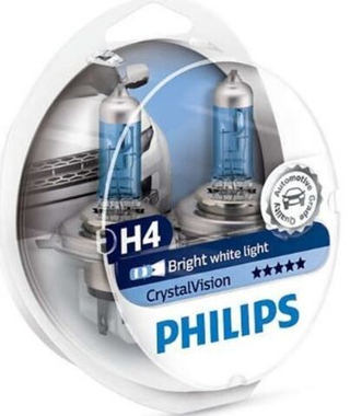 Автолампа H4 12V- 60/55W Philips (P43t)(4300К)Crystal Vision (к-т2шт+2штW5W) #12342CVSM ORIGINAL