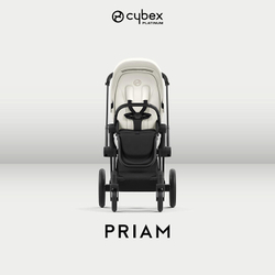 Коляска 3 в 1 Cybex Priam IV Matt Black complete и автокресло Aton B2 i-Size Bay Blue Off White