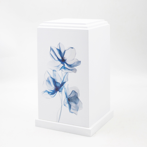 Урна для праха "Колонна Реквием" с печатью Голубые цветы