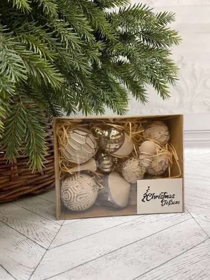 Набор пластиковых украшений Калипсо 11 шт., капучино, Christmas DeLuxe (89272)