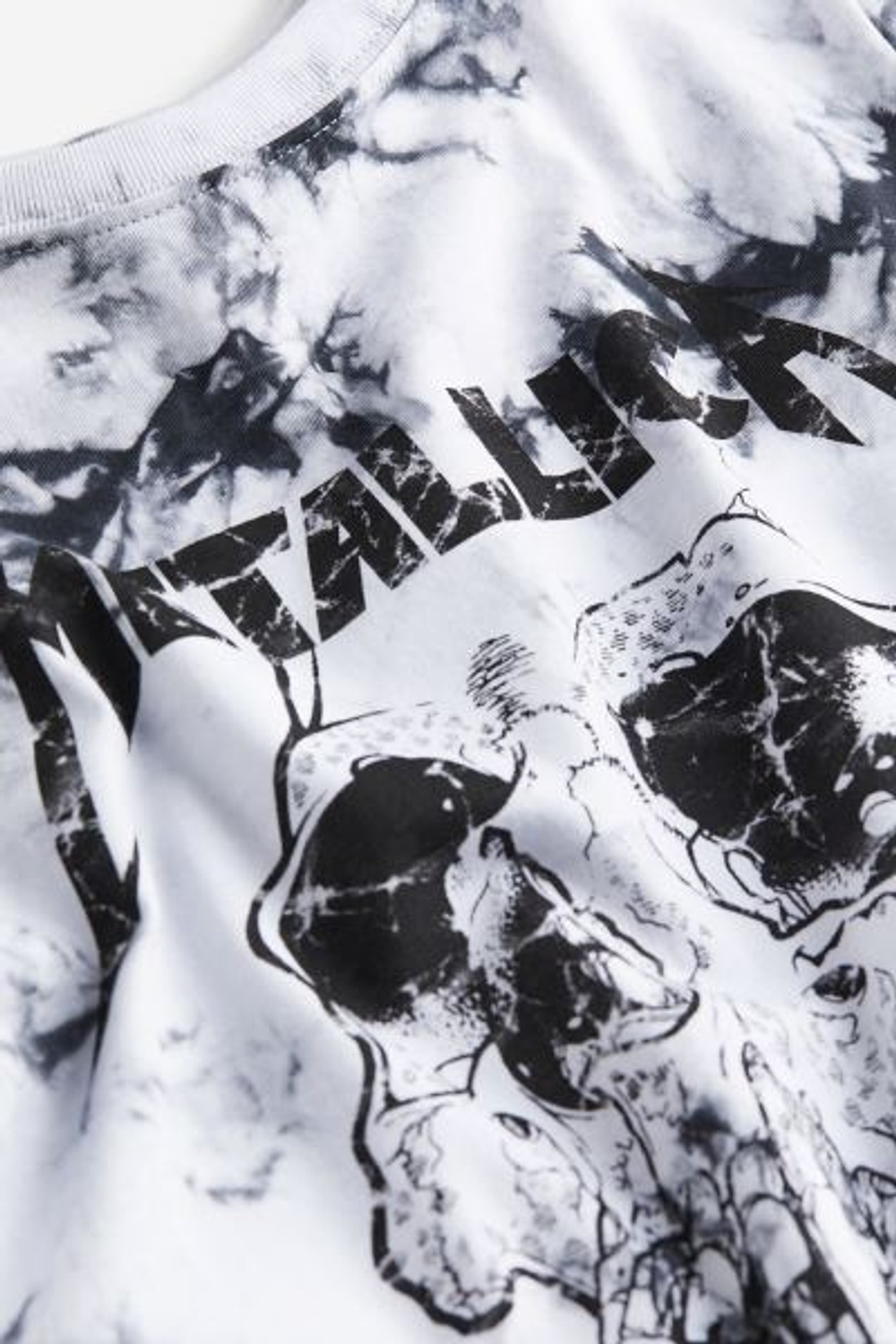 H&M Хлопковая футболка с принтом, темно-серый