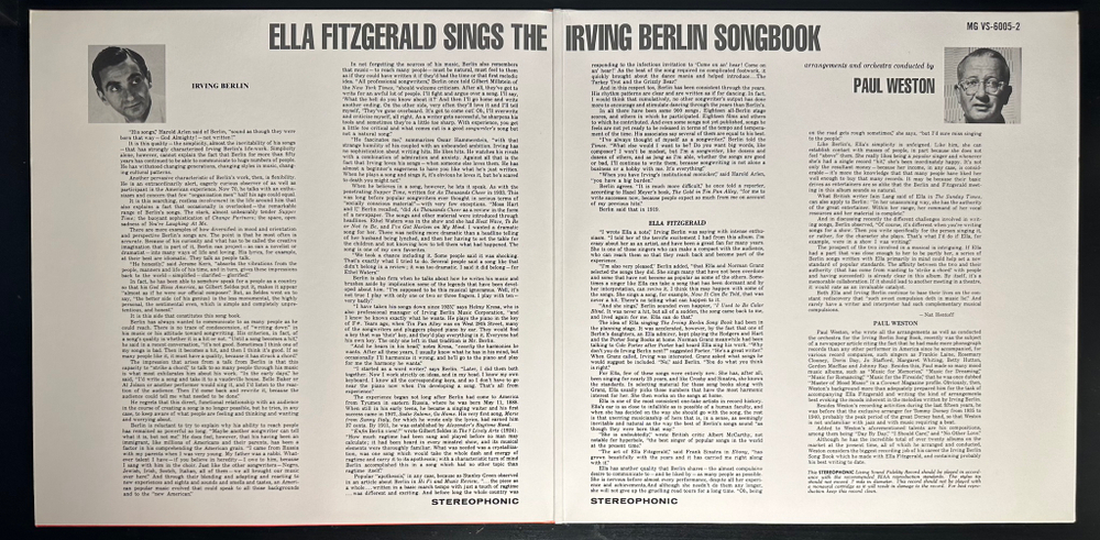 Ella Fitzgerald ‎– Sings The Irving Berlin Songbook 2LP (Германия 2004г.)