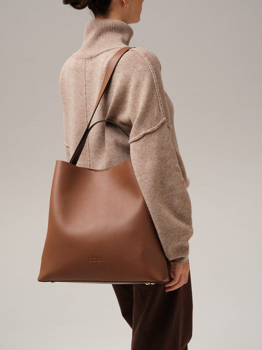 Кожаная сумка шоппер DBR 30948 темный орех