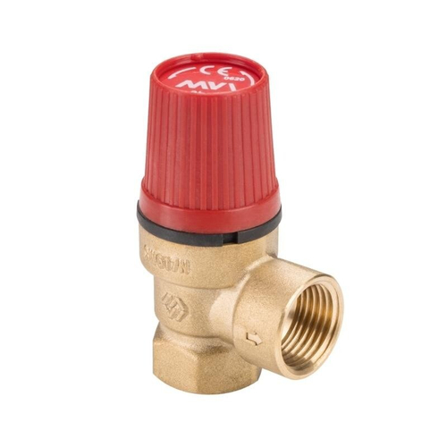 Клапан латунный предохранительный DN 15 PN 10 угловой, муфта-муфта, настройка Py 3,0, MVI SE.630