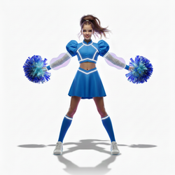 Костюм для чирлидинга синий с белым со светящимися вставками