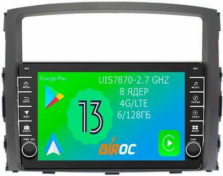 Магнитола для Mitsubishi Pajero 4 2006-2022 - Airoc AB-2603 (кнопки и крутилки), Android 13, TS20, 6/128Гб, SIM-слот, CarPlay