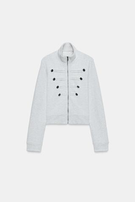 ZARA ТОЛСТОВКА НА МОЛНИИ С ПУГОВИЦАМИ, СЕРЫЙ МЕЛАНЖ