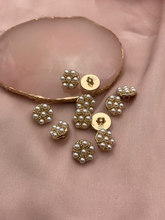 Пуговицы золотистые с жемчужинами