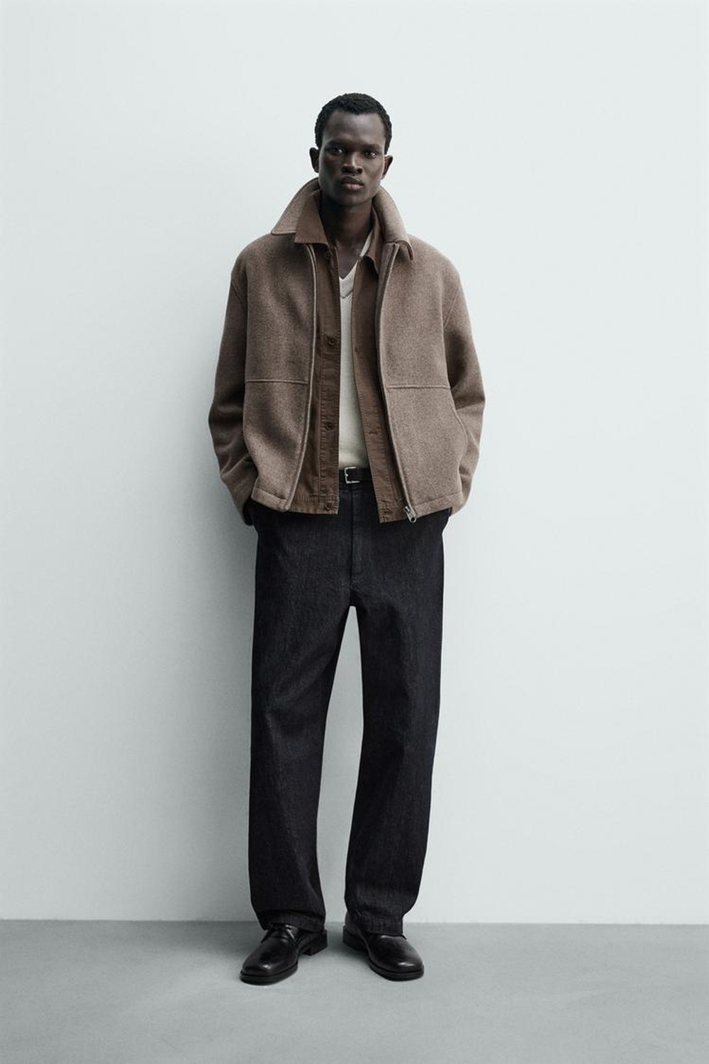 ZARA КУРТКА-БОМБЕР ИЗ ТКАНИ «ЁЛОЧКА» НА МОЛНИИ, ПЕСОЧНЫЙ