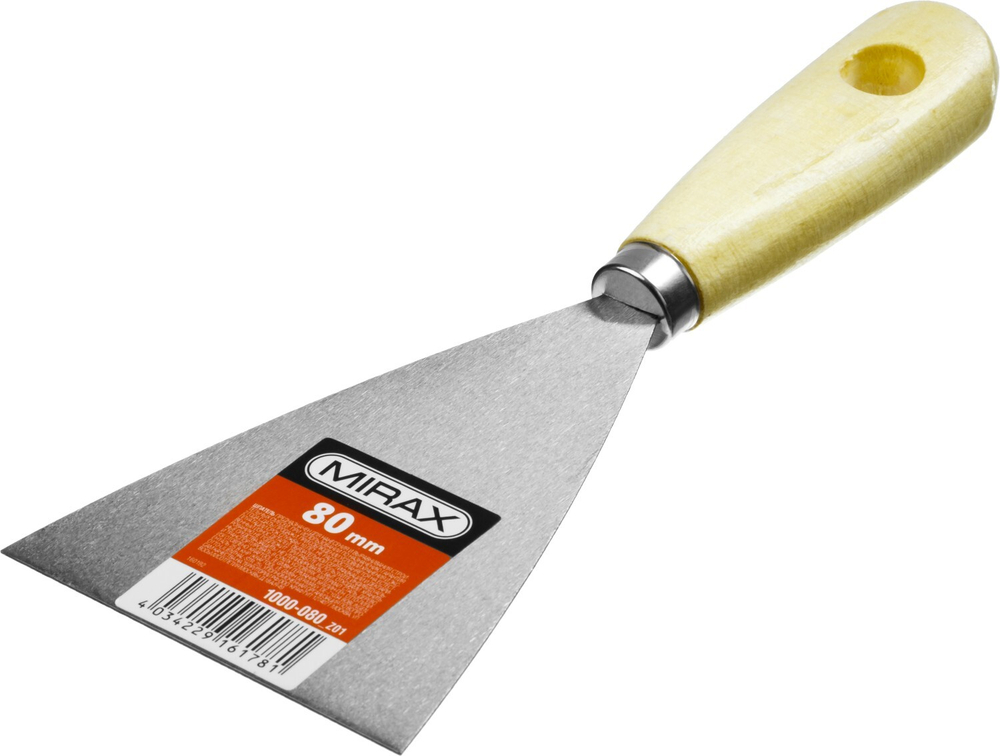 MIRAX 80 мм, деревянная ручка, стальной, шпатель (1000-080)