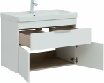 Тумба с раковиной Aquanet Ирис new 80 белый глянец