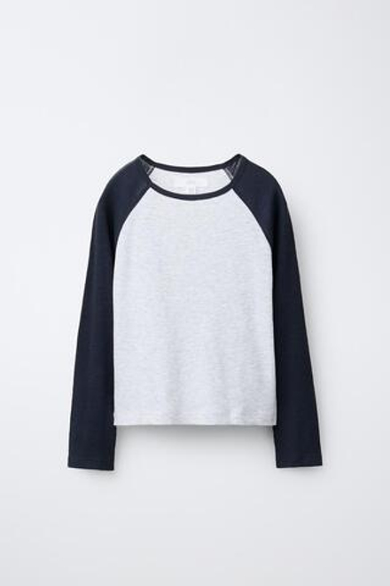 ZARA ФУТБОЛКА С РУКАВАМИ РЕГЛАН, МОРСКОЙ СИНИЙ