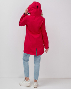 Парка спортивная женская с капюшоном softshell красного цвета 9568Kr