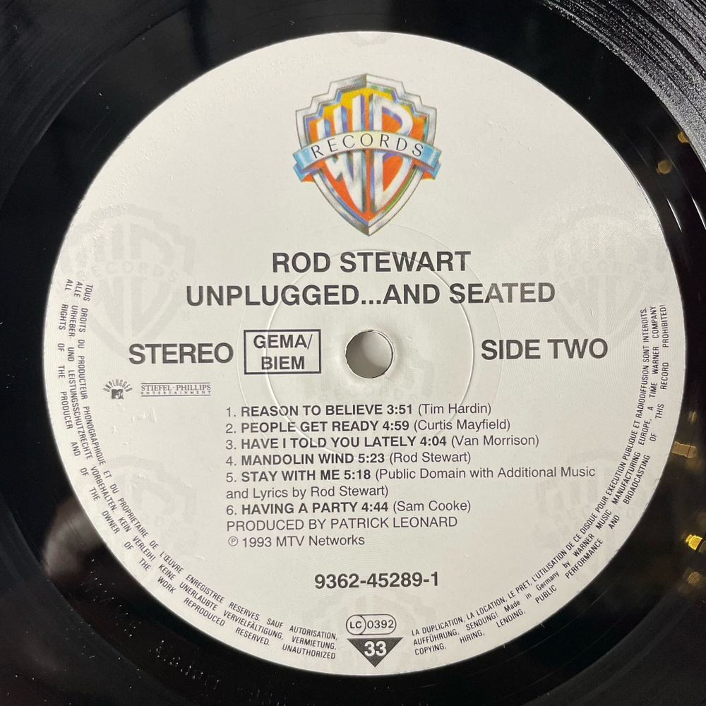 Винтажная виниловая пластинка LP Rod Stewart Unplugged And Seated (Germany 1993)