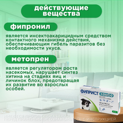 Капли на холку для защиты собак 10-20кг от иксодовых клещей, блох и власоедов с усиленным действием против блох Фиприст комбо (KRKA),1 пипетка Фипронил/Метопрен