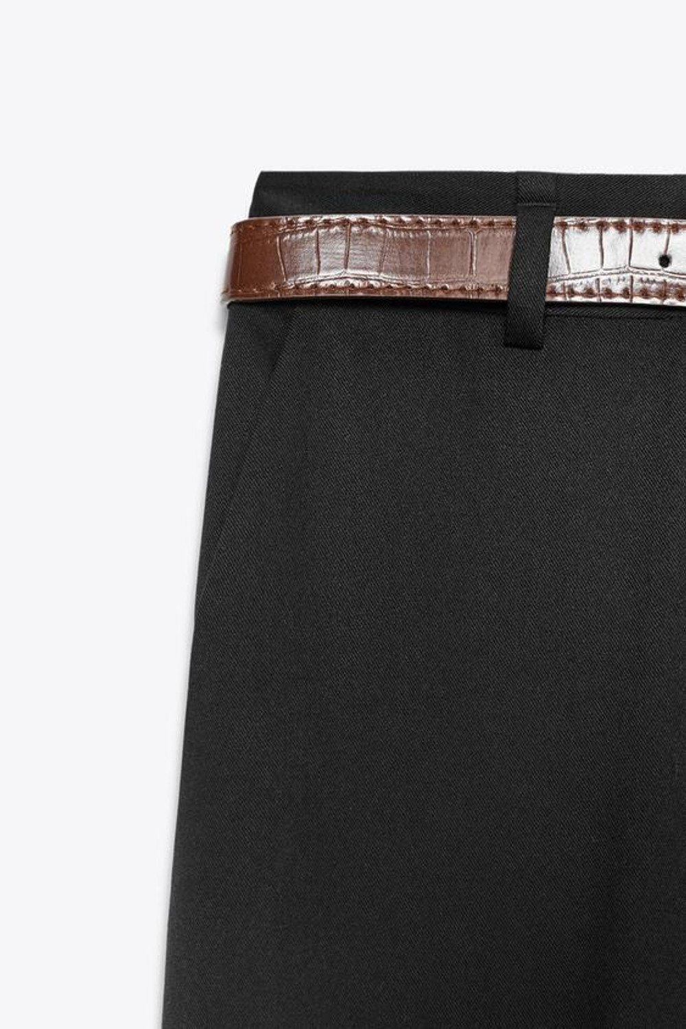 ZARA ПРЯМЫЕ БРЮКИ С РЕМНЕМ, ЧЕРНЫЙ