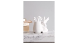 Стакан для ватных палочек Claystreet Кролики - чистюли 8 см