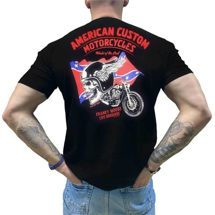 Футболка Franky Mouse Live nonsense (череп в шлеме с крыльями-флаг конфедерации) (S / черный)