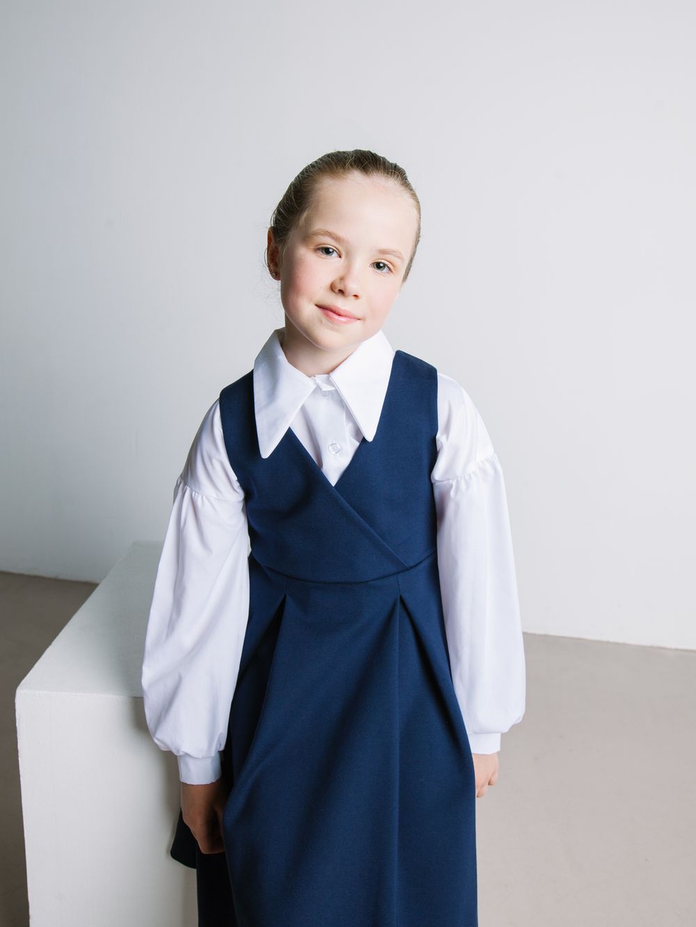 Сарафан приталенный "Синий" 7+