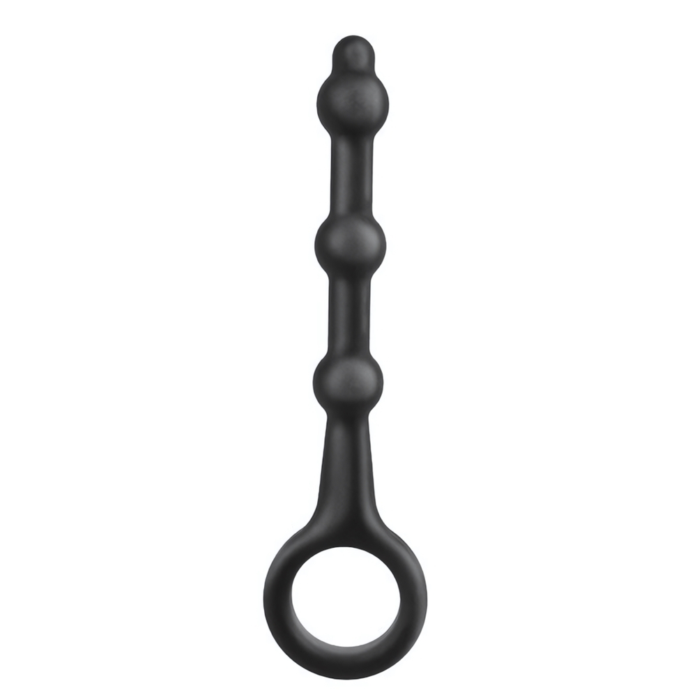 Силиконовый стимулятор ануса с кольцом Pleasure Piston (Цвет: черный)