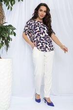 Блуза Маргоша (бежево-синяя) Б13152-16М LT Collection