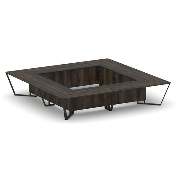 Steel Meet Стол переговорный квадратный KMK-PR.B.SP-20K2 Дуб Мали/Графит Глянец/Металл Черный 4000*4