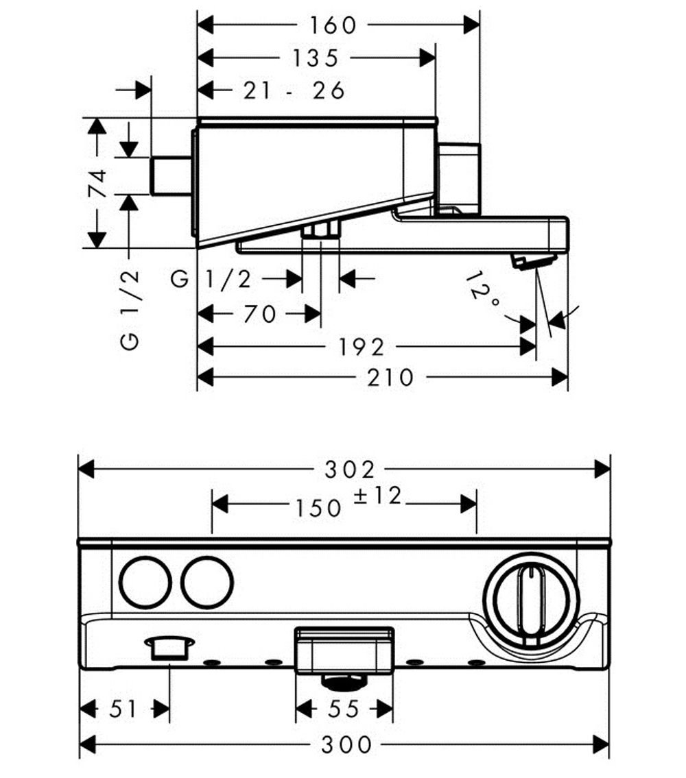 Hansgrohe 13151400 Термостат для ванны ShowerTablet Select 300 ВМ, 1/2, белый/хром