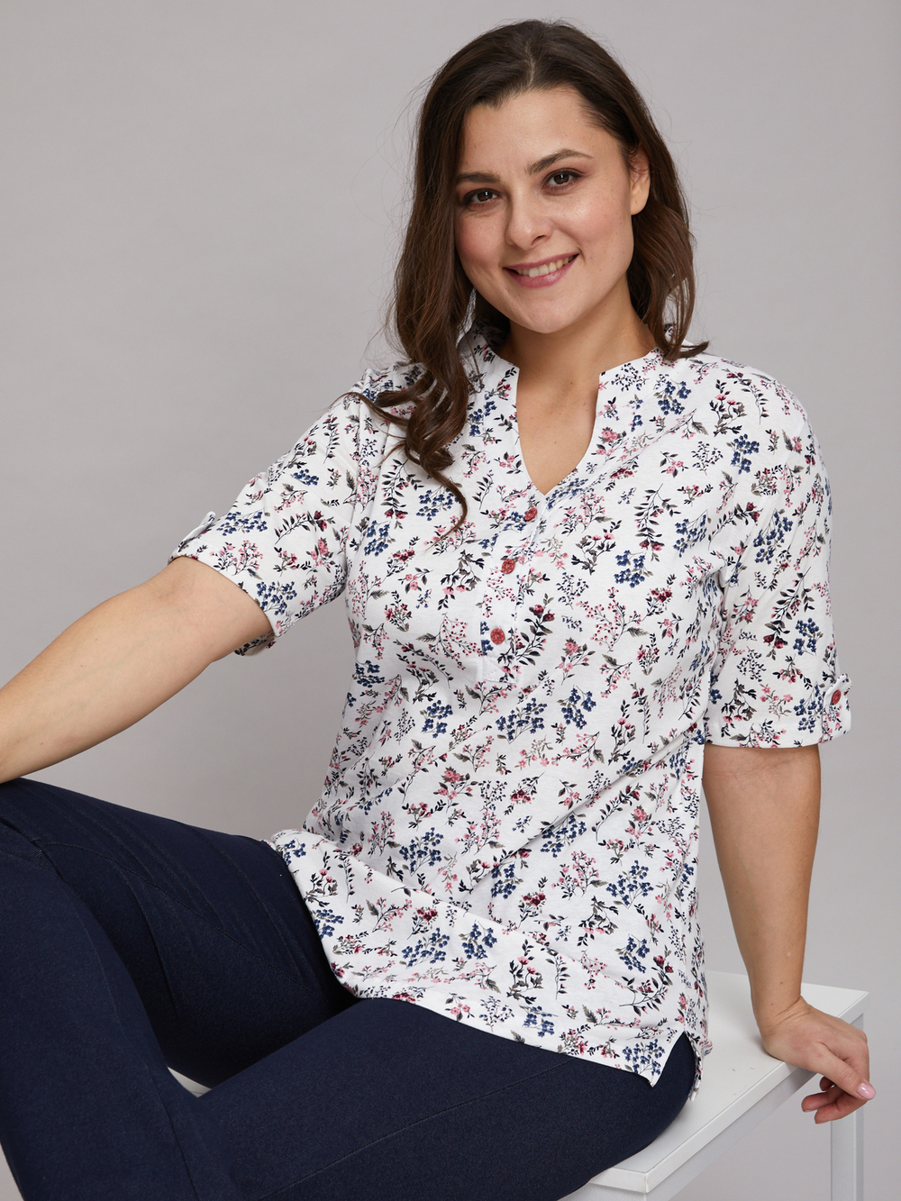 Блузка БЛ-122Ф/веткинабежевом