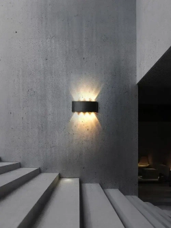 Светильник бра настенный светодиодный уличный с датчиком движения и датчиком освещенности 220в OutFrame 3000K, 8Вт, черный