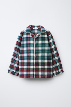 ZARA ФЛАНЕЛЕВАЯ ПИЖАМА В КЛЕТКУ, ЭКРЮ