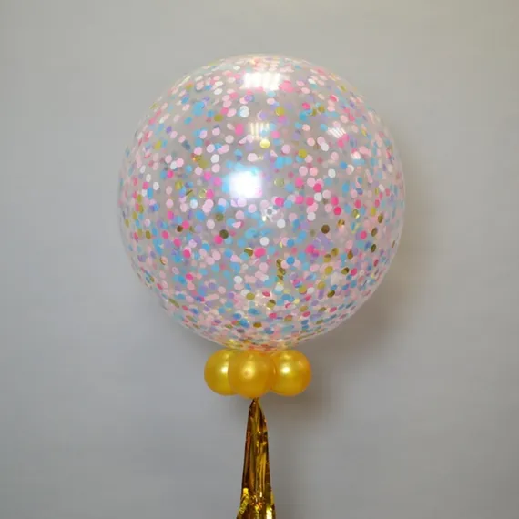 Воздушный шар 27″ с конфетти  надутый гелием, в ассортименте