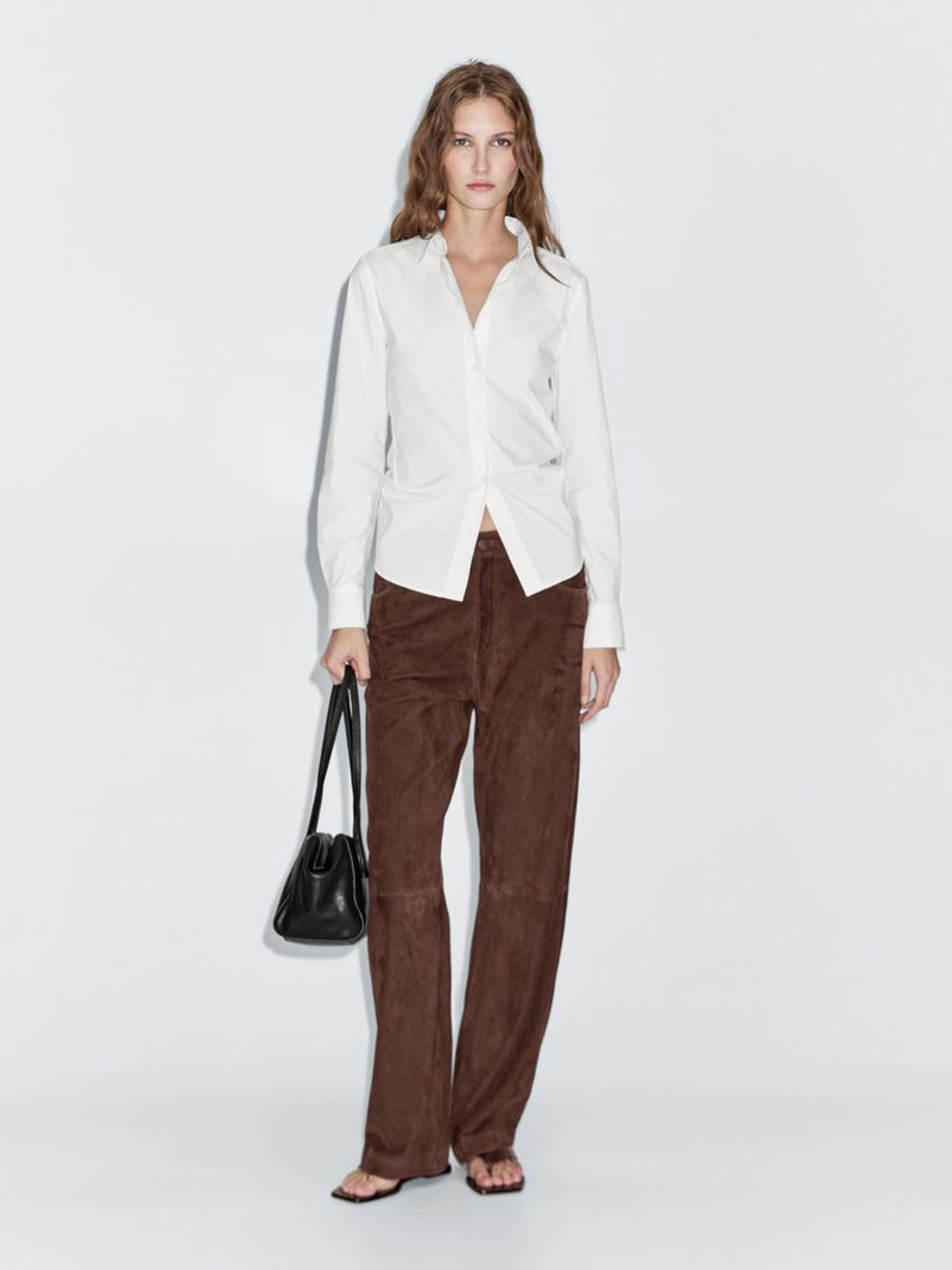 Massimo Dutti Эластичная рубашка из смесового хлопка, белый