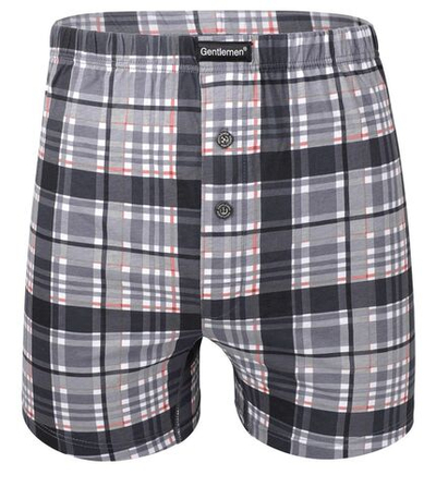 Клетчатые трусы-шорты на пуговках (Размер: L) (Цвет: серый)