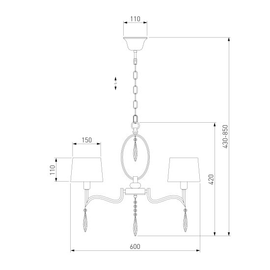 10127/5 / подвесной светильник / хром/прозрачный хрусталь Strotskis